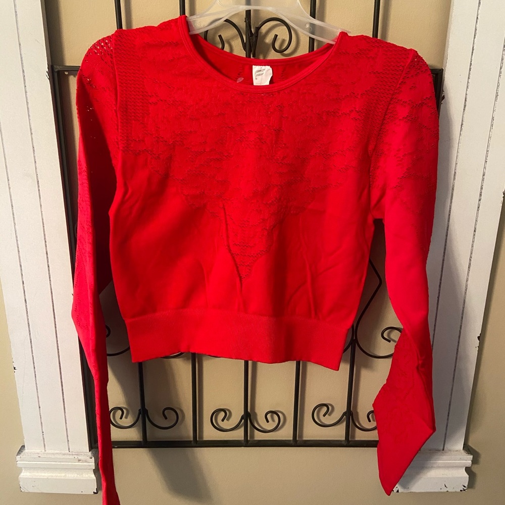 Fabletics floral seem less crop top L